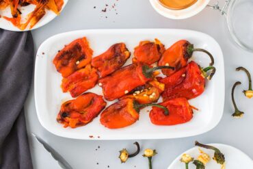 top view of roasted peppers