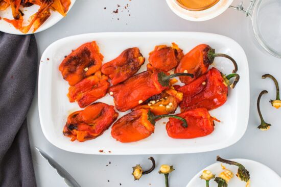 top view of roasted peppers