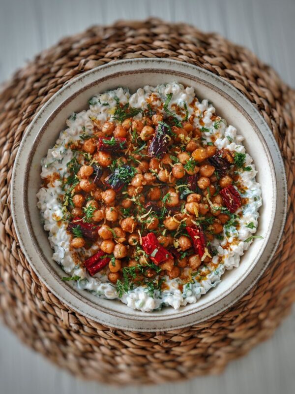 Garbanzos salteados con yogur griego